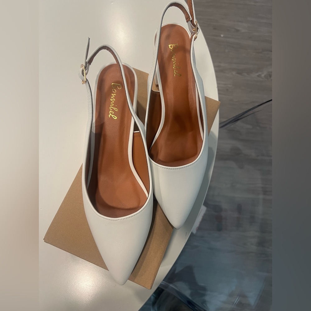 Bonnibel White Slingback Heels
